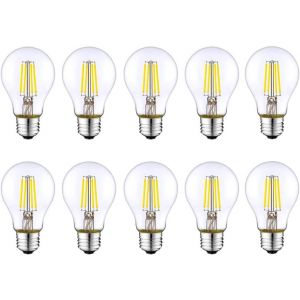 KAL-Lampe À Économie D'Énergie Led E27, Style Ancien Edison Rétro Équivalent À Incandescence Led 4W / 40W, Aucune Atténuation, Blanc Lumière 6500K, Petites Vis Edison, A60, 400Lmac220-240,10 Pièces - Neuf