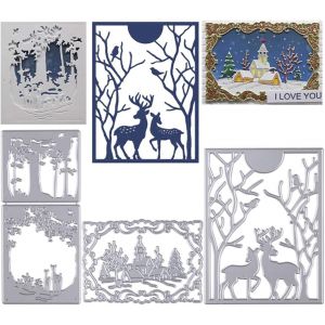 Jexnovashop-3pcs No&euml;l Dies De D&eacute;coupe Scrapbooking Renne Matrice Cutting Dies Pochoir Carbone Pour Papier Carte Anniversaire F&ecirc;te Mariage Cadeau Bricolage D&eacute;coration (3 Sets-No&euml;l C) - Neuf