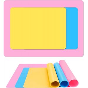 Ayuhr-3 Pièces Épaissir Tapis Silicone, Tapis Peinture Enfant Pvc, Antiadhésif Tapis En Silicone Pour Résine, Protège Efficacement Le Bureau, Idéal Pour La Peinture Et Autres Activités Manuelles - Neuf