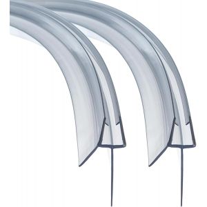 Joint de douche courbé 2x70 cm pour portes en verre de 6 à 8 mm,avec lèvre en caoutchouc plus longue (lèvres 20 mm),situations avec une plus grande garde au sol,joint de rechange en PVC - Neuf