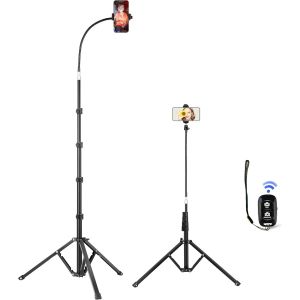 lbgwp60-Trépied Flexible De 208,3 Cm De Haut Avec Col De Cygne De 43,2 Cm, Trépied Pour Téléphone Portable Avec Télécommande Pour Enregistrement Vidéo Pour Iphone 15 14 13 Pro Pro, Téléphone - Neuf