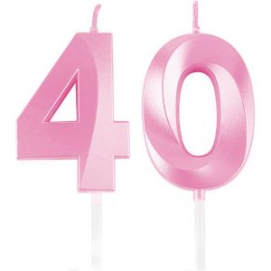 Eryi-Bougies D'anniversaire, En Forme De Chiffre 40, Rose, Décoration De Gâteau, Pour Fête D'anniversaire, Mariage, Fête D'entreprise, Décoration De Gâteau, Numéro 40 - Neuf