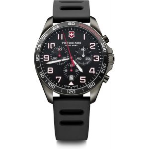 Montre Homme Fieldforce Sport Chrono &Oslash; 42 Mm,Swiss Made,Quartz Analogique,&Eacute;tanche Jusqu&iquest;&Agrave; 100 M,Bracelet Caoutchouc,Noir - Neuf