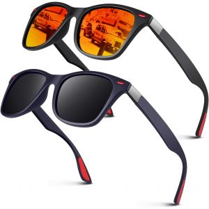 Lunettes De Soleil Homme Polarisées Vintage Tr90 Mode Classiques Ultraléger Carrées 100% Protection Uv400 Lunettes De Soleil - Neuf