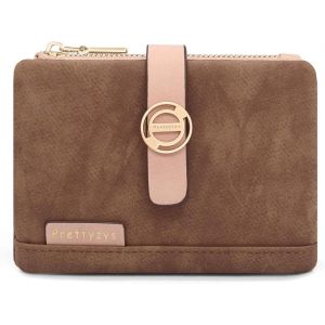 CAUC-Portefeuille Femme PU Cuir Porte Monnaie Femme Petit Format Courte Porte Feuilles pour Femmes Porte-ch&eacute;quiers Porte-Cartes 7 Emplacements pour Cartes et Zipp&eacute; Pochette &agrave; Monnaie (Rouge Brun) - Neuf