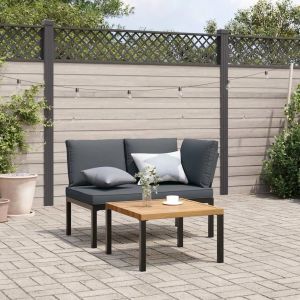 Prolenta Premium - Salon De Jardin 2 Pcs Avec Coussins Noir Aluminium - Neuf