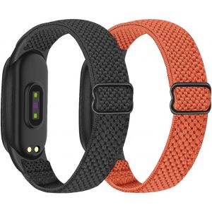 Lot De 2 Bracelets De Montre &Eacute;lastiques R&eacute;glables Compatibles Avec Xiaomi Mi Band 7/Mi Band 6/Mi Band 5, Bracelet De Sport En Nylon Extensible Pour Xiaomi Mi Band 7/6/5 Homme Et Femme - Neuf