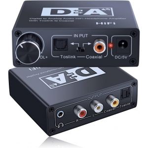 Hifi Amplificateur DAC Convertisseur numérique/analogique Audio Stéréo Toslink Optique SPDIF Coaxial RCA 3,5 mm Contrôle du volume - Neuf