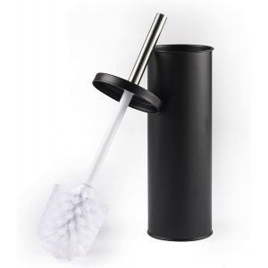 Ensemble Brosse & Support De Toilette - Brosse De Nettoyage pour Cuvette De Toilette, Poils Rigides, Support Hygi&eacute;nique avec Couvercle, Mince pour Un Rangement Facile, Noir - Neuf