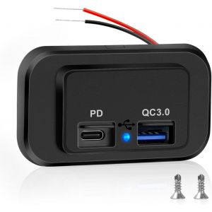 Prise Usb 12V/24V Voiture Camping Car Bateaux - Type C Et Qc3.0 Charge Rapide Led - Neuf