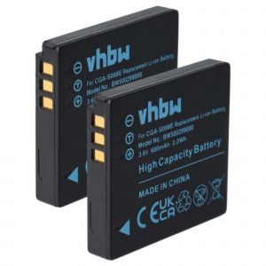 vhbw 2x Batterie compatible avec Panasonic SDR-S10EG-K, HM-TA1, SDR-S10, SDR-S10E, SDR-S10EG-S, SDR-S15 appareil photo (600mAh, 3,6V, Li-ion) - Neuf