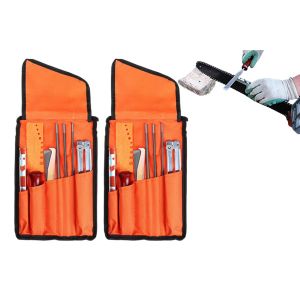 Ensemble de 2 limes pour aff&ucirc;ter les scies avec pochette de rangement et manches interchangeables - Neuf