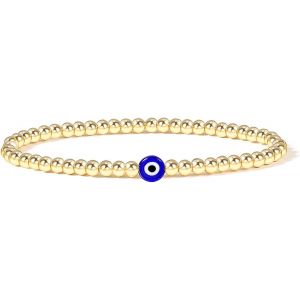 Eryi-Bracelet Chance Mauvais Oeil, Exquis Bracelet En Perles Plaqué Or 18k Avec Perle Oeil Bleu - Bracelet Extensible Cadeau Pour Meilleurs Amis, Couples, Membres De La Famille, Frères, S?urs - Neuf