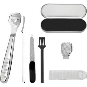 Checarzhn--No1-16 Pièces Râpe À Pied Pédicure Kit, 1rapeuse Pieds Et 1tête De Coupe Et 1grattoir Et 10lames Remplaçables Et 1boîte De Rangement Et 1lime À Ongles Et 1 De Nettoyage, Grattoir À Pied - Neuf