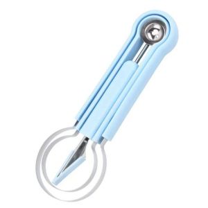 Bleu Melon D'eau Scoop Set (L 21,5 X 7,2 Cm), 4 En 1 Professionnel En Acier Inoxydable De La Pastèque Couteau, Outil De Sculpture Sur Fruit, Fruit Scoop, Des Tranches De Melon D'eau - Neuf