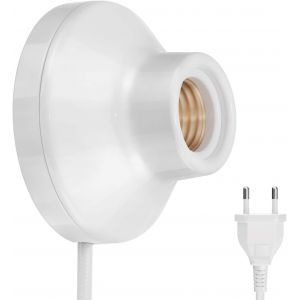 Applique/Douille De Lampe Elektra,Fiche,Interrupteur,Porcelaine,Blanc Brillant,Rond,1x E27 Max. 300w - Neuf