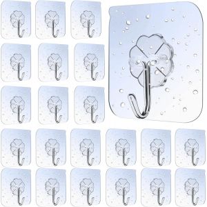 Eryi-30 Pièces Crochet Adhésif, Crochet Adhesif Mural Transparents Pour Peignoir Serviette Manteau Clés Et Ustensiles De Cuisine - Neuf