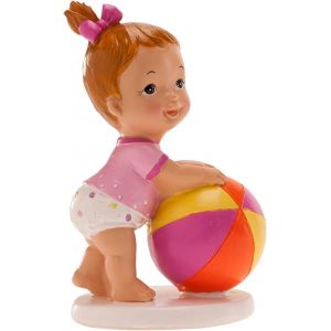 Sansh-Dekora - Détails De Baptême | Figure De Décoration De Baptême Fille - Bébé Avec Une Balle - Neuf