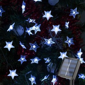 BHHBB-Guirlande Lumineuse Exterieur Solaire, 12M 100 LED Guirlande Lumineuse Noël Etoile IP65 Étanche 8 Modes Décoration Lumière pour Jardin Terrasse Patio Cour Maison Chambre Noël Mariage Fête - Neuf