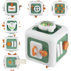 Baby Toys,6 in 1 Baby Activity Cube,Sensory Montessori Travel Child Toys for Babies,Children with Cubic Activities,1 Year or Up Montessori Cubes Gifts - Neuf