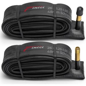 Chambre A Air 26 Pouces-Paire Chambres &Agrave; Air Vtt 26 X 1.25-1.50 Pouces De Valve Presta Schrader 48 Mm Pour Route Slick Bici,Bicyclette,Electricity V&eacute;lo-Un Paquet De 2 Accessoire.[O431] - Neuf