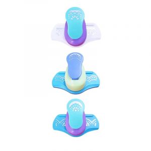 3 Pi&egrave;ces Papier Craft Punch, &Eacute;tiquette Ronde Poin&ccedil;onnage Artisanat Perforateur Formes Ensemble Bord Poin&ccedil;on Levier Action - Neuf