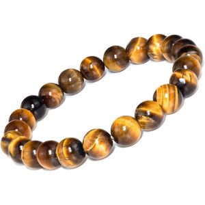 Eryi-Bracelet Pierre Perles Véritable De 8 Mm Aa + Fleur De Vie Et Un Pochon Cadeau Offert. Un Véritable Bijoux Naturelle - Idée Cadeau De Noel Originale Lithotherapie - Neuf