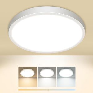 KAL-Plafonnier Led, 1500Lm Ip44 Etanche Plafonnier Salle De Bain, 15W 3000K 4000K 6500K Lampe Plafond Blanc, Luminaire Plafonnier Rond Pour Cuisine, Chambre,Couloir, Garage, Balcon, Ø18Cm - Neuf