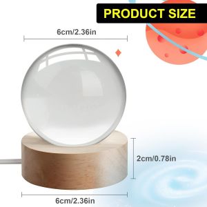 Veilleuse Boule De Cristal 3d, Plan&egrave;te 3d - Boule De Cristal De Sc&egrave;ne De Nuit Astronomie, Lampe De Nuit Boule De Verre Avec Socle En Bois, D&eacute;coration De No&euml;l Pour Enfants(Saturne) - Neuf