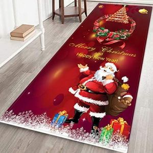 Tapis De Noël Antidérapant 3d, Tapis De Sol Décoratif 40 X 120 Cm, Motif Père Noël Et Élan, Décoration De Noël, Cadeaux De Fête, 2 - Neuf