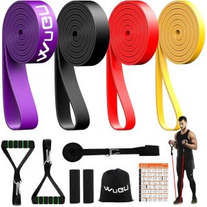 Kalanka-Bande Elastique Musculation (Lot De 4), 4 Niveaux De Résistance Élastique Musculation, Bandes De Résistance Élastique Pour Sport, Pilates, Yoga, Musculation, Homme & Femme - Neuf