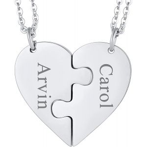 Kal-Collier D'amitié Pendentif Personnalisable 2/3/4/5/6 Pcs Bijoux C?ur Puzzle Pour Homme Et Femme - Cartes De Voeux Gratuites Et Coffret Cadeau - Neuf