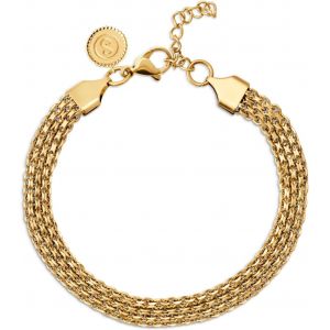 Kalsw-Bracelet Tape.Acier Avec Finition Plaquée Or 18 Kt.Style Élégant En Maille.Longueur De 19 Cm.Bijoux Pour Femme. - Neuf