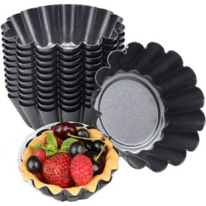 14pcs Moules À Tarte Aux ?ufs,Antiadhésifs Moules À Tartelettes, Moule À Tarte À Cupcake,Mini Moules À Tartelettes En Acier Au Carbone Pour Pudding,Cuisson Au Four,Muffins (7.5 X 2.3cm) - Neuf