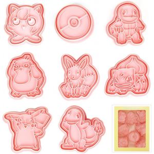 8 Pi&egrave;ces Moule Biscuit Emporte Pi&egrave;ce Dessin Anim&eacute; Emporte Pi&egrave;ces En Plastique 3d Avec Poussoir Rose Decoupoir Patisserie Emporte Pi&egrave;ce En Forme Enfants Pour D&eacute;coration De Biscuits - Neuf