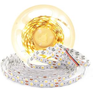 Bande Led 5m 12v Blanc Chaud 5050smd, Ruban Led 3000k Sans Adaptateurs Ruban Guirlande Ip20 300led Auto-Adh&eacute;sives Ruban Adh&eacute;sif Diy Dimmable Pour La D&eacute;coration Int&eacute;rieure - Neuf