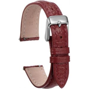 Kal-Bracelets De Montre En Cuir Véritable 14mm Plat Remplacement Rapide En Cuir De Vache Élégant Bracelet De Montre Homme Femme Avec Boucle En Acier Pour Montre, Rouge - Neuf