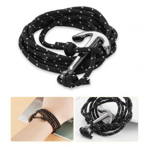 Bracelet Multicouche Bleu Marine Pour Homme Et Femme, Avec Decoration En Alliage Noir - Neuf