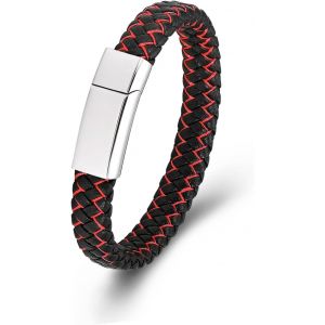 Kal-Bracelet Fun&eacute;raire En Pierre De Lave Pour Cendres Pour Homme Et Femme - Gu&eacute;rison Des Chakras - Bracelet Comm&eacute;moratif En Cuir V&eacute;ritable - Neuf
