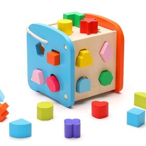 Cube D'activit&eacute; Pour B&eacute;b&eacute;, Jouet &Eacute;ducatif, Trieur De Formes De Labyrinthe De Perles En Bois, Cadeau Pour Gar&ccedil;ons Et Filles - Neuf