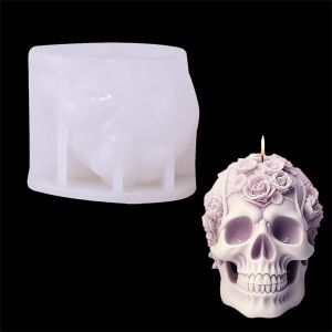 Moule &Agrave; Bougie En Silicone 3d En Forme De T&ecirc;te De Mort - En R&eacute;sine &Eacute;poxy - Pour Halloween - Pour B&eacute;ton, Pl&acirc;tre, Bougies &Agrave; Couler (02#) - Neuf