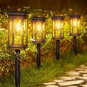 Lampe Solaire Exterieur Jardin, 6 Pièces Typique Lumiere Solaire Exterieur Avec Tungstène Blanc Chaud, Étanche Auto On/Off Lampe Solaire Pour Pelouse, Terrasse, Cour, Cadeaux Decoration Noel - Neuf