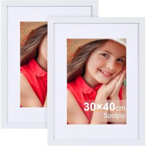 Fchhk-Lot De 2 Cadres Photo En Bois Mdf Avec Passe-Partout - 30 X 40 Cm - Blanc - Neuf