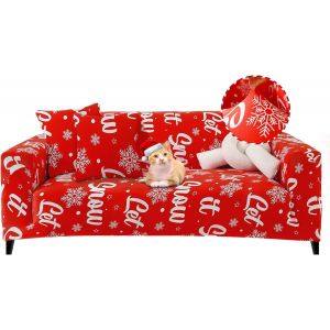 CAUC-Housse de Canap&eacute; Extensible 3 Place Couverture Canap&eacute; avec Accoudoirs Moderne Couvre Canap&eacute; Elastique Universelle Rev&ecirc;tement de Canap&eacute; Housse de Protection,No&euml;l Snowflake - Neuf