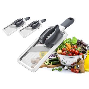 Mandoline Manuelle &Agrave; &Eacute;paisseur R&eacute;glable (Lot De 2) Avec Poign&eacute;e Pour Fruits Et L&eacute;gumes - Neuf