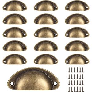 MEVRONISSHOP-16 Poign&eacute;es de Tasse Coquille, Poign&eacute;es de Tirage de Tiroir Vintage, Poign&eacute;es et Boutons de Porte de Placard de Cuisine R&eacute;tro Semi-cercle, Poign&eacute;es de Porte de Commode de Meuble(bronze) - Neuf