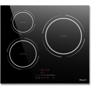CHECARZHN--NO1-Plaque Induction 3 Feux Encastrable 6800W, Plaque De Cuisson Electrique Intégré, 9 Niveaux De Puissance, Fonction Pause, Minuterie, Fonction Anti-Touch, Fonction Boost, Noir - Neuf