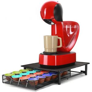Porte Capsules,Support Capsules de café Compatible pour Dolce Gusto,Tiroir Rangement Capsules de Café pour 24 Capsules,Distributeur/Organisateur Capsules en Métal avec Surface Anti-Vibration - Neuf