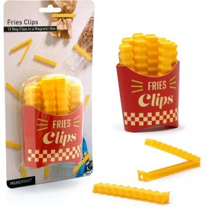 Kal-Fries Clips : 12 Pinces Sachets Alimentaires En Forme De Frites Avec Boîte Magnétique - Clip Fermeture Sachet Alimentaire Par - Neuf