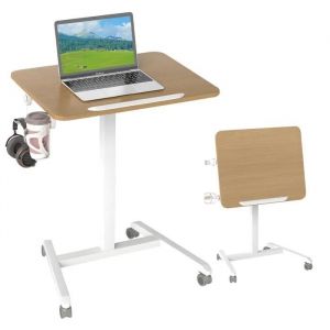 Costway Bureau Mobile Pliable Pour Pc Avec Plateau Inclinable À 90°Pour Travailler Assis-Debout 60 X 48 X 76-111 Cm - Neuf